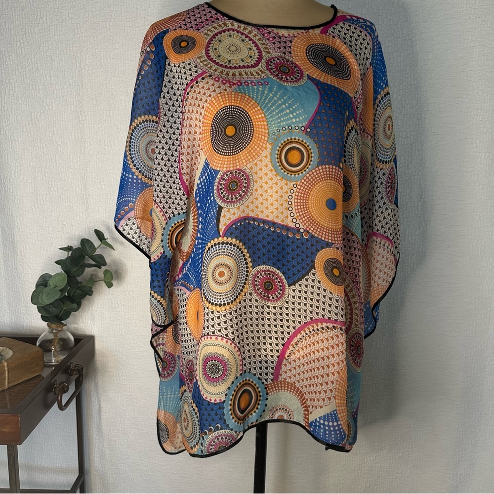 Colorful Geometric Women's Sheer One-Size Cover-up